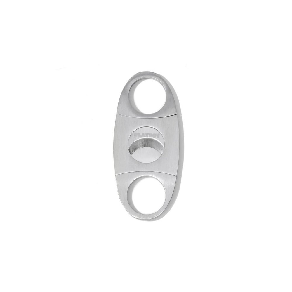 Playboy Silver Pocket Double Blade Stainless Steel Cigar Cutter Punch Scissors